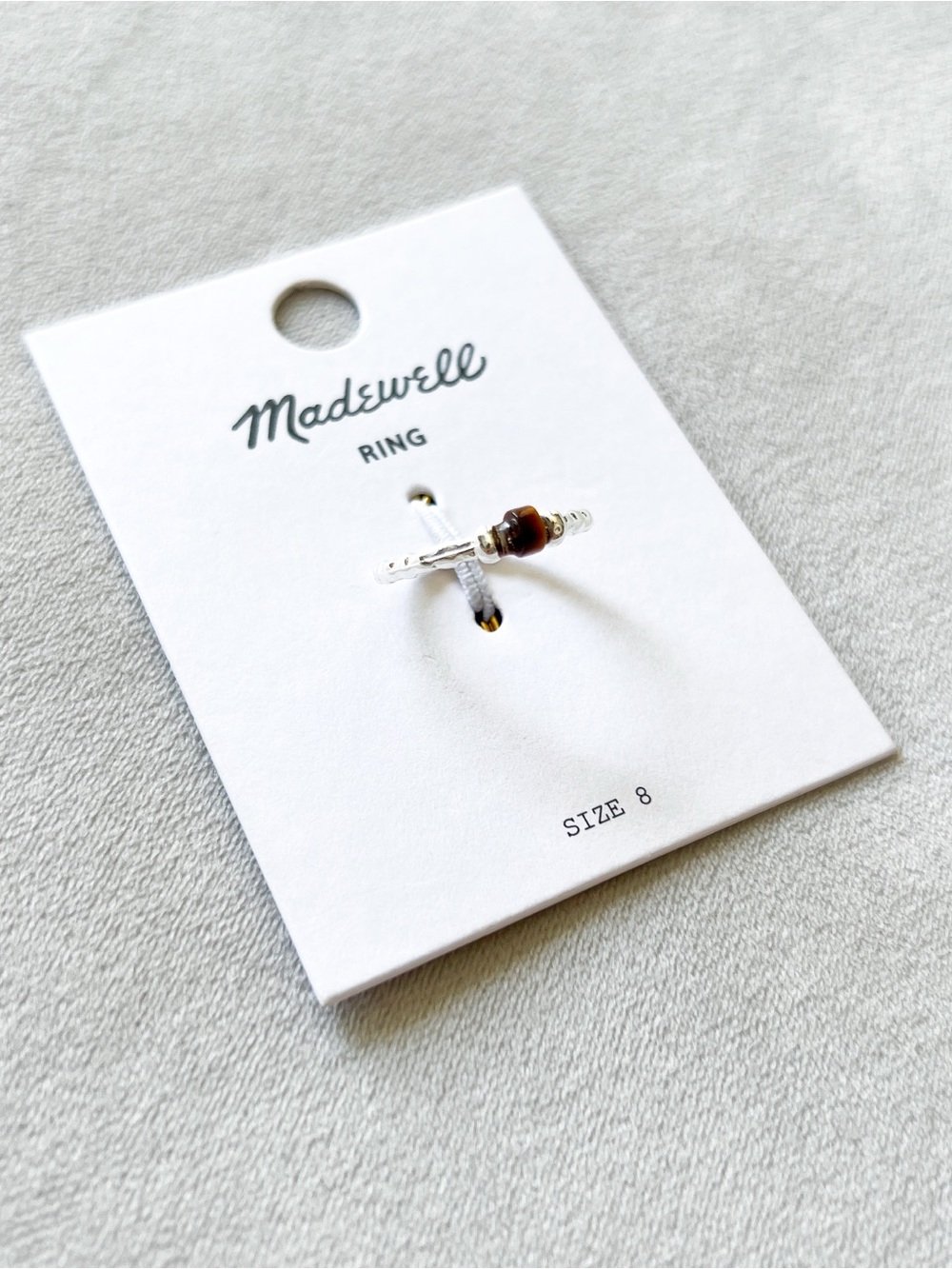 Madewell Silver Ring with Brown Bead Accent